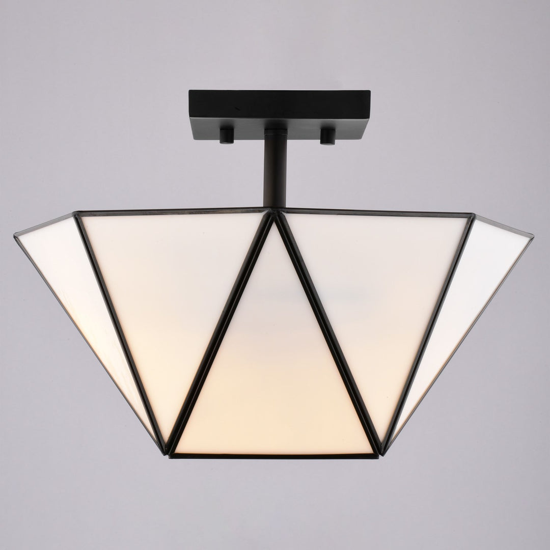 14-In. W 2 Light Semi-Flush Mount Matte Black