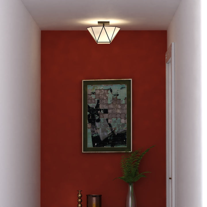 14-In. W 2 Light Semi-Flush Mount Matte Black