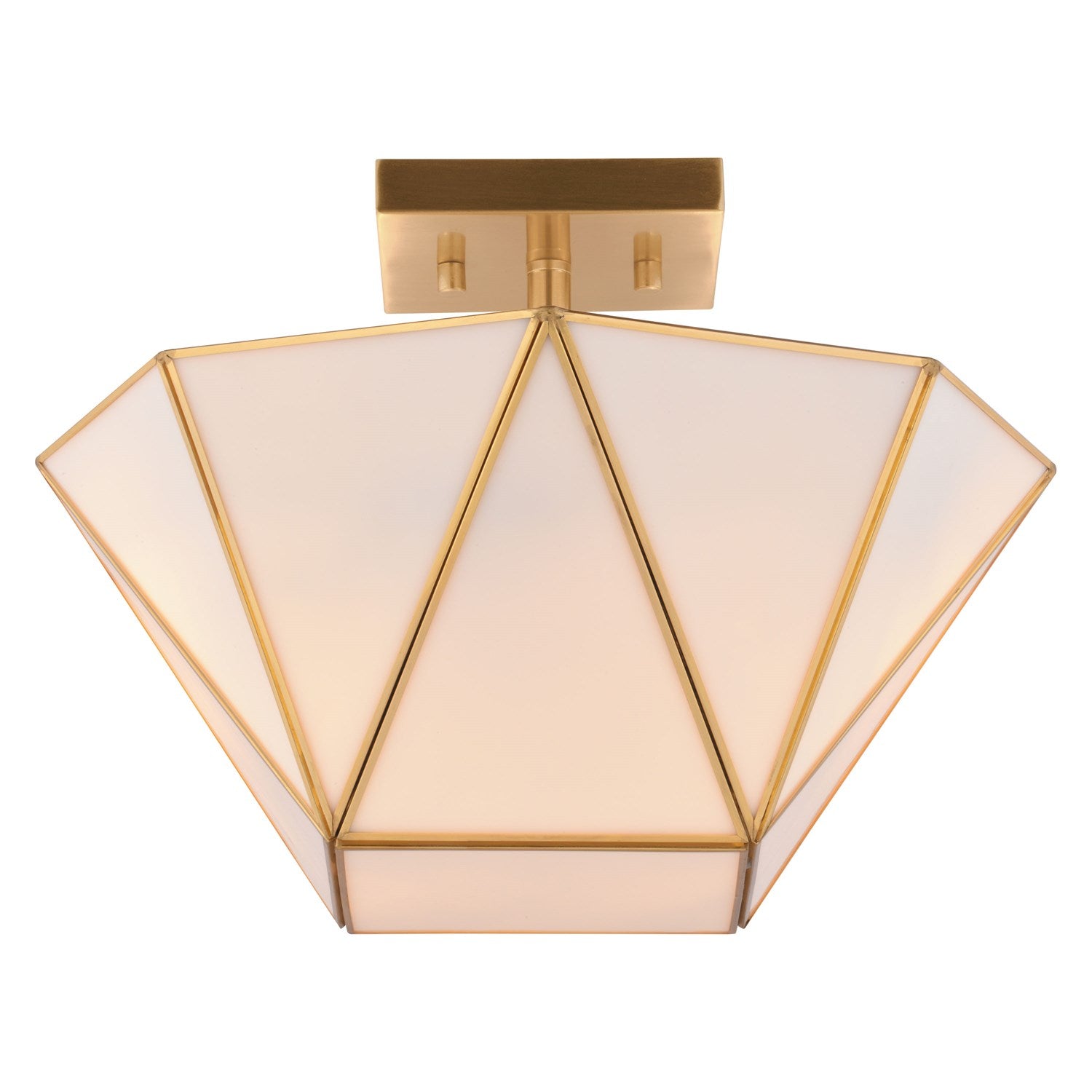 14-In. W 2 Light Semi-Flush Mount Muted Brass by Vaxcel International