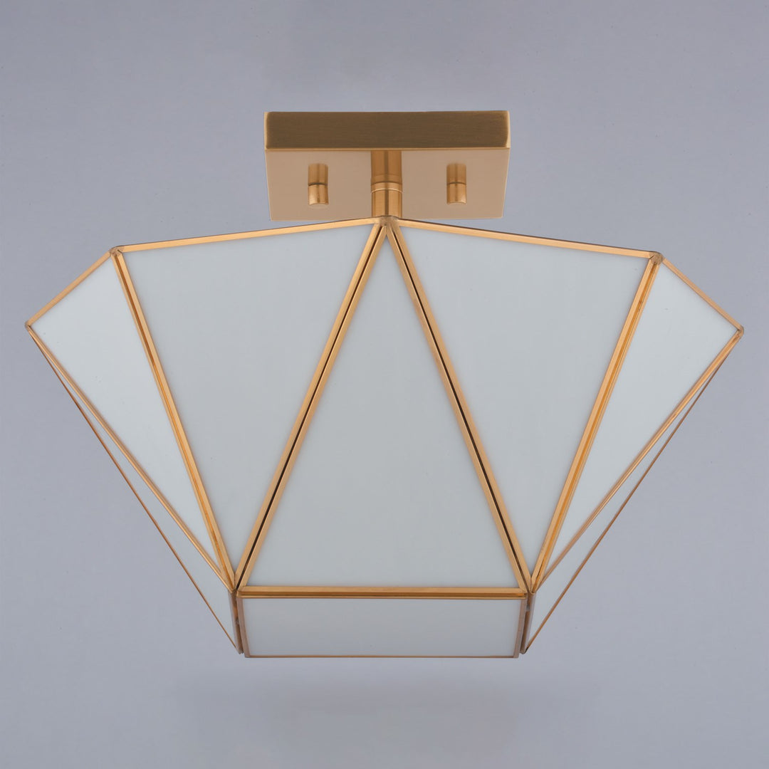 14-In. W 2 Light Semi-Flush Mount Muted Brass