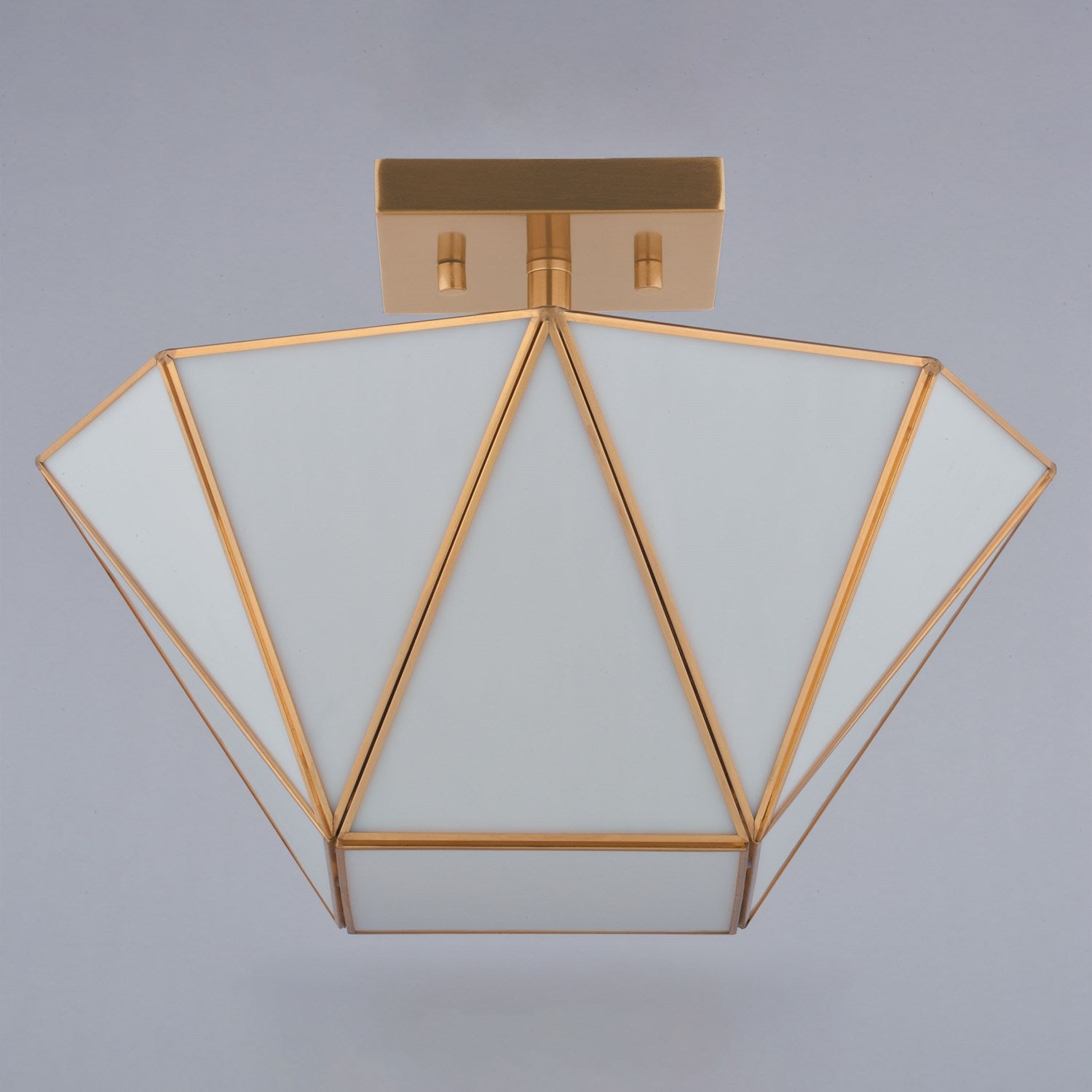 14-In. W 2 Light Semi-Flush Mount Muted Brass