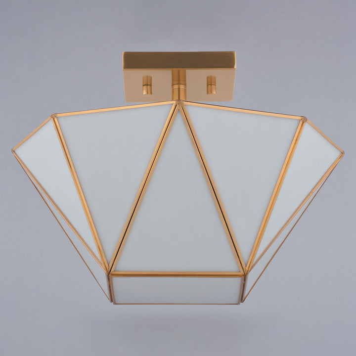 14-In. W 2 Light Semi-Flush Mount Muted Brass