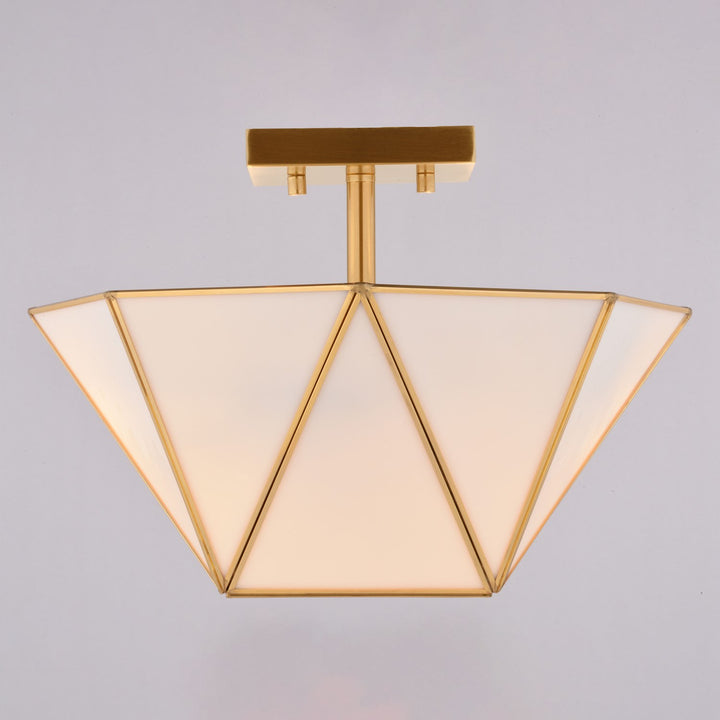 14-In. W 2 Light Semi-Flush Mount Muted Brass