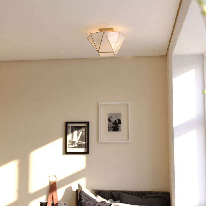 14-In. W 2 Light Semi-Flush Mount Muted Brass