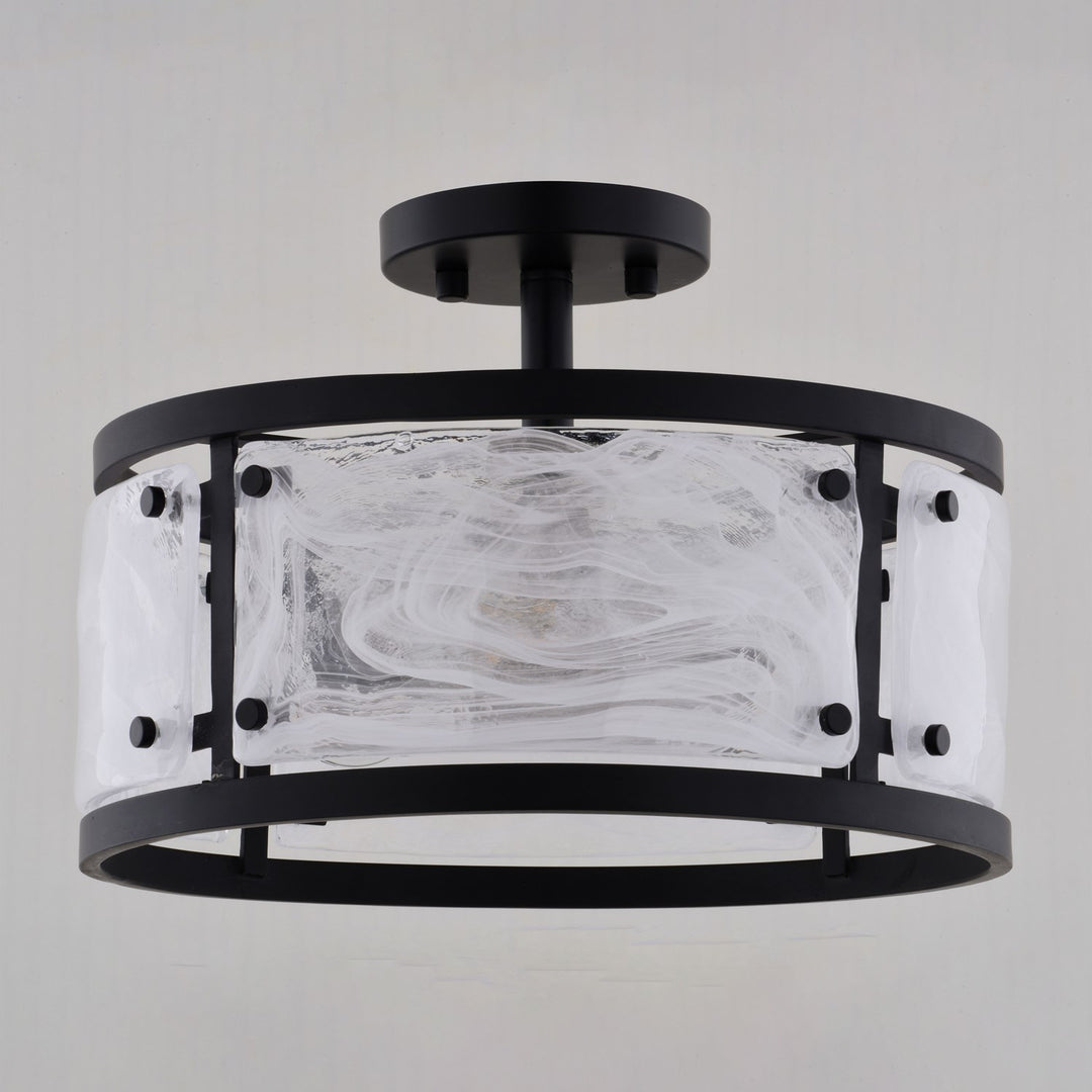 13-In. W 3 Light Semi-Flush Mount Matte Black