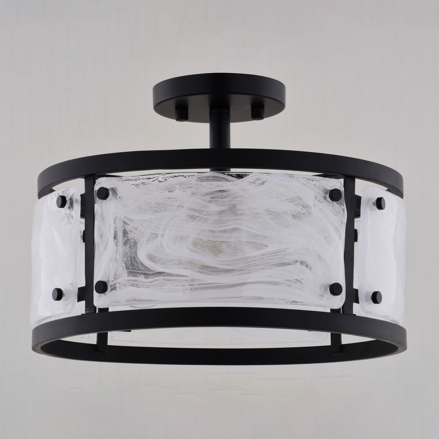 13-In. W 3 Light Semi-Flush Mount Matte Black