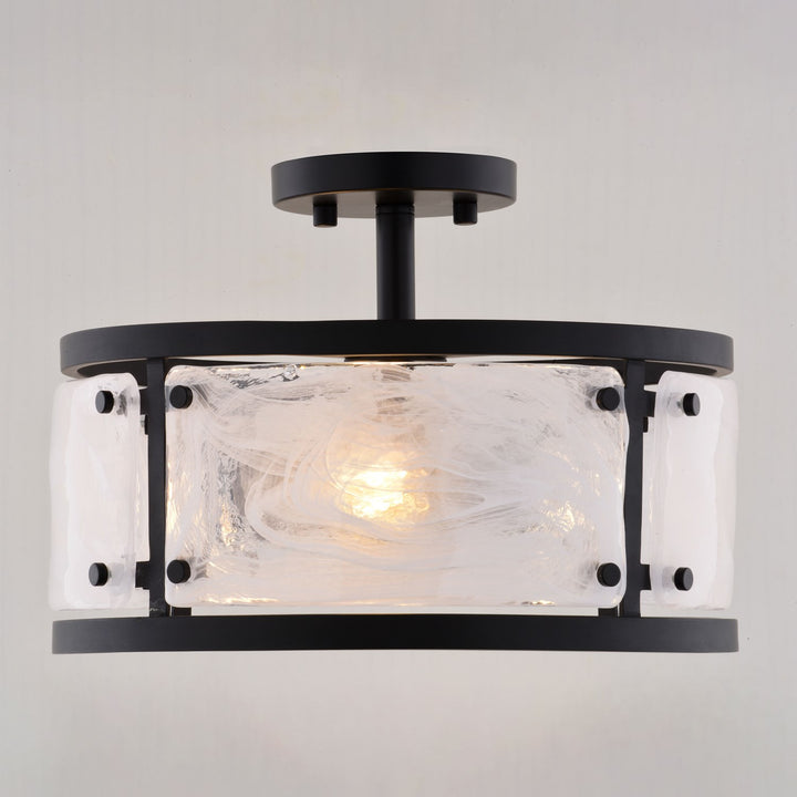 13-In. W 3 Light Semi-Flush Mount Matte Black