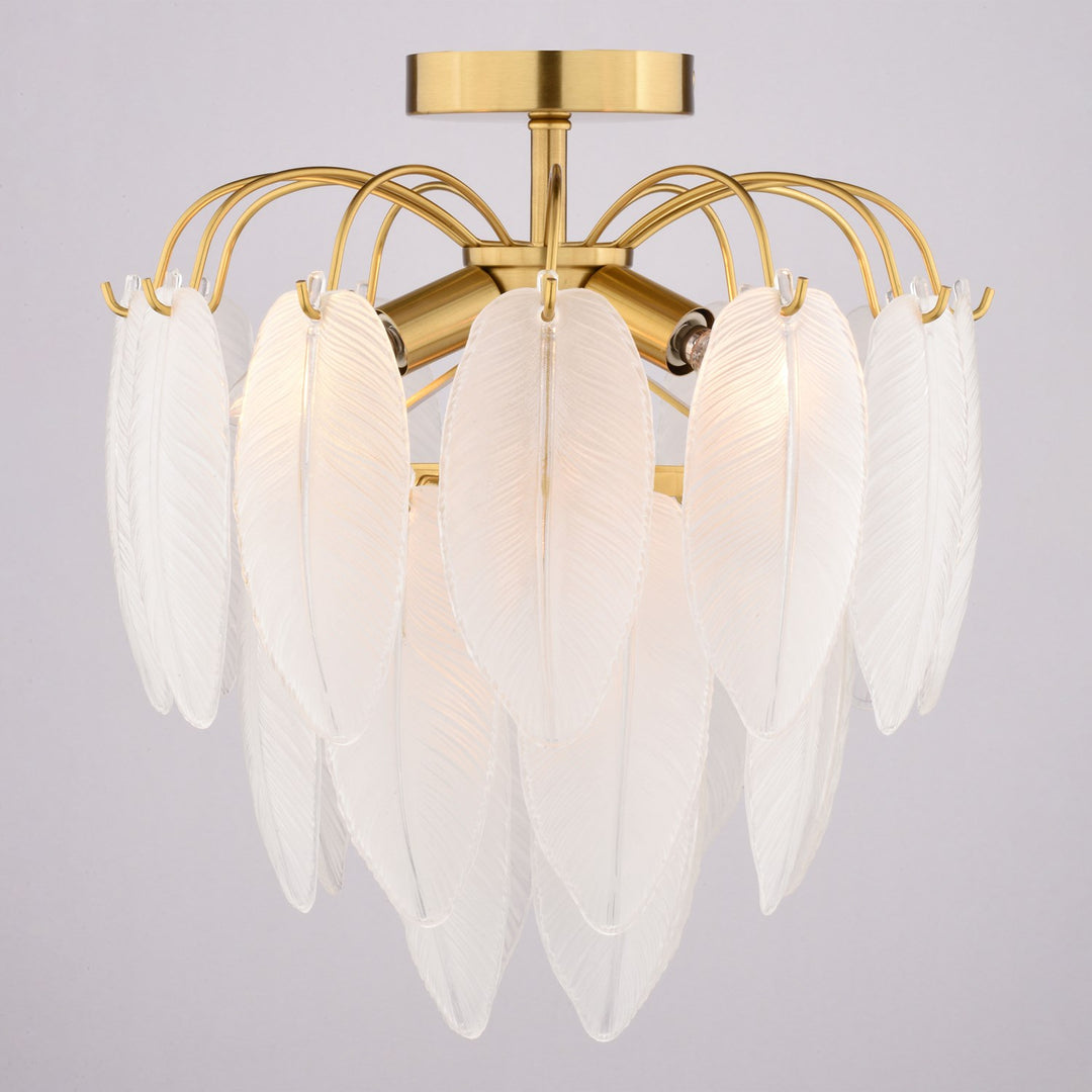13.5-In. W 4 Light Semi-Flush Mount Muted Gold
