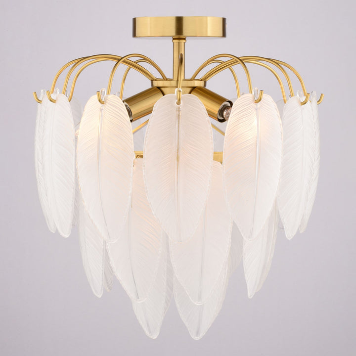 13.5-In. W 4 Light Semi-Flush Mount Muted Gold