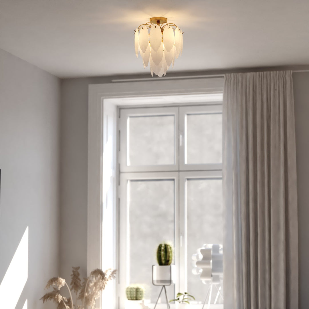 13.5-In. W 4 Light Semi-Flush Mount Muted Gold