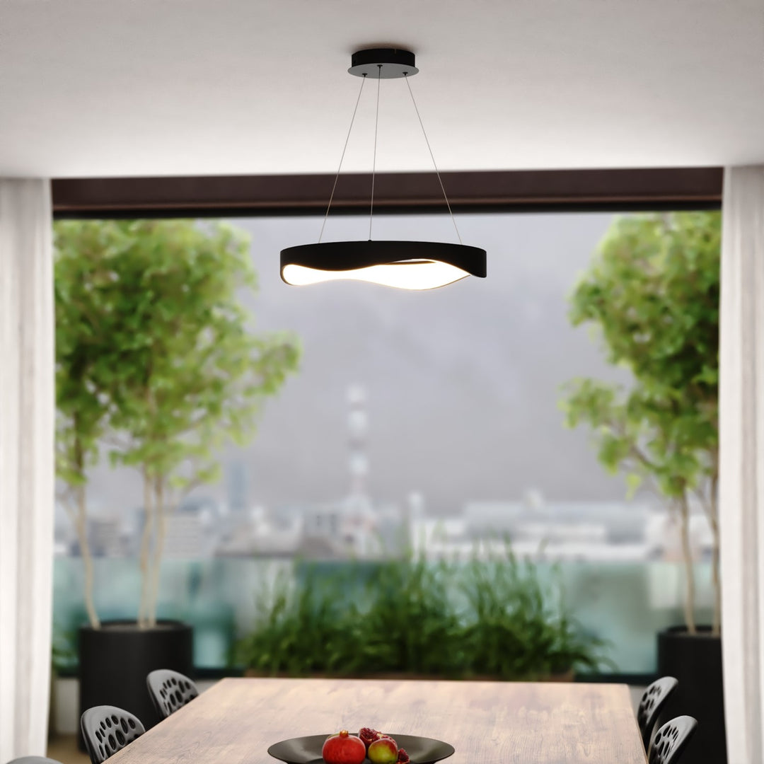 20.5-In. W Led Chandelier Textured Black