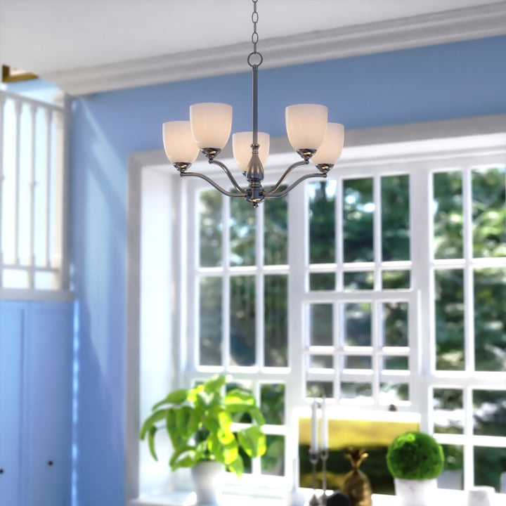 24.5-In. 5 Light Chandelier Satin Nickel