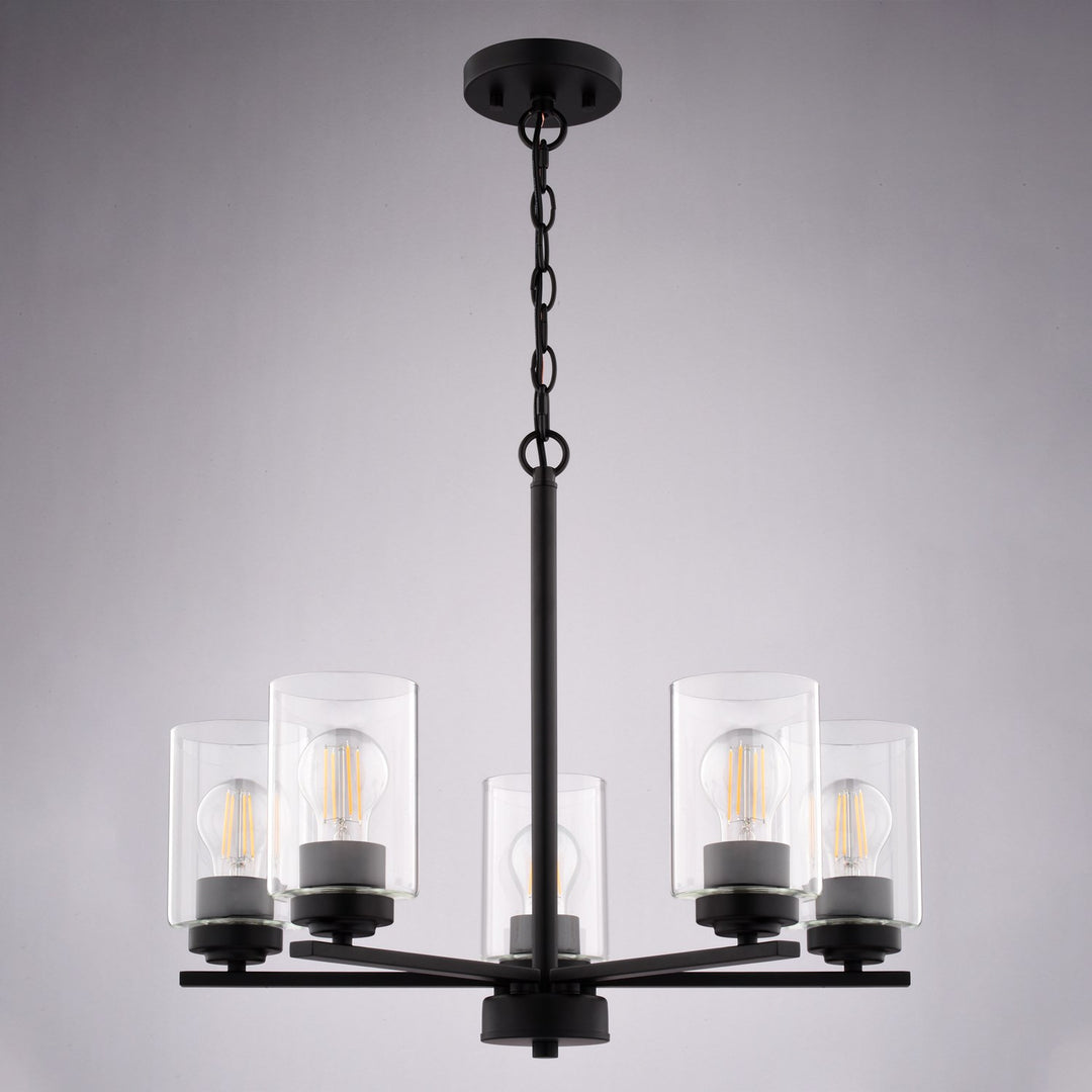 21-In. W 5 Light Chandelier Matte Black