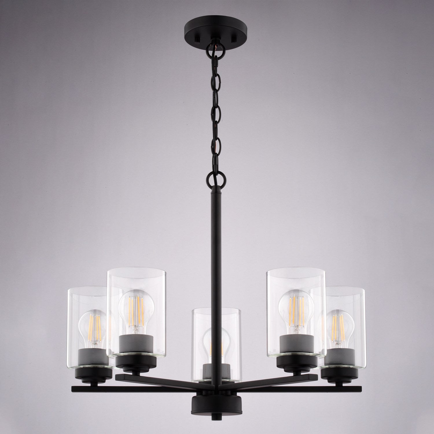 21-In. W 5 Light Chandelier Matte Black