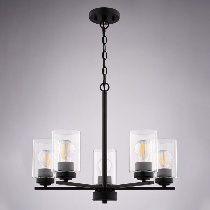 21-In. W 5 Light Chandelier Matte Black