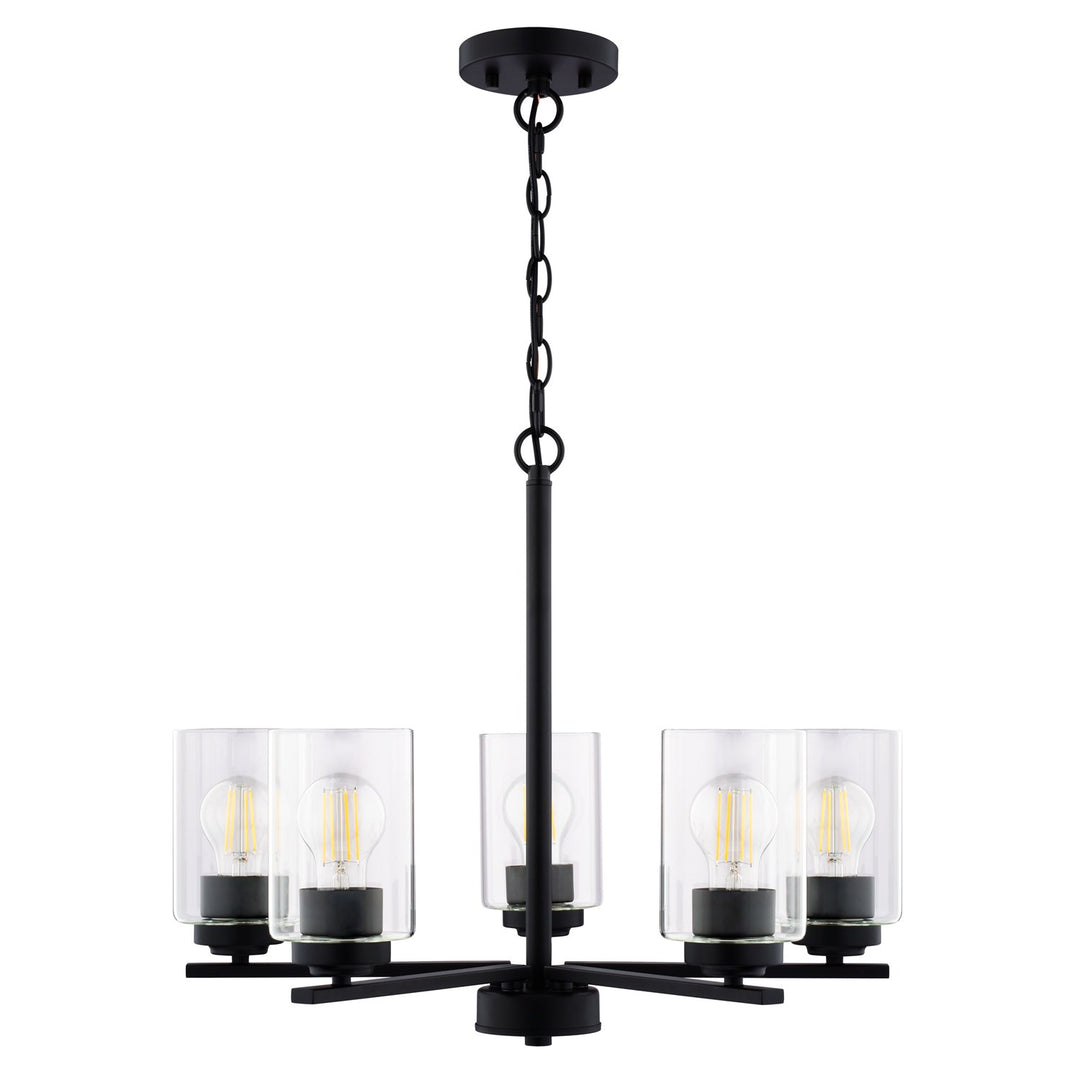 21-In. W 5 Light Chandelier Matte Black
