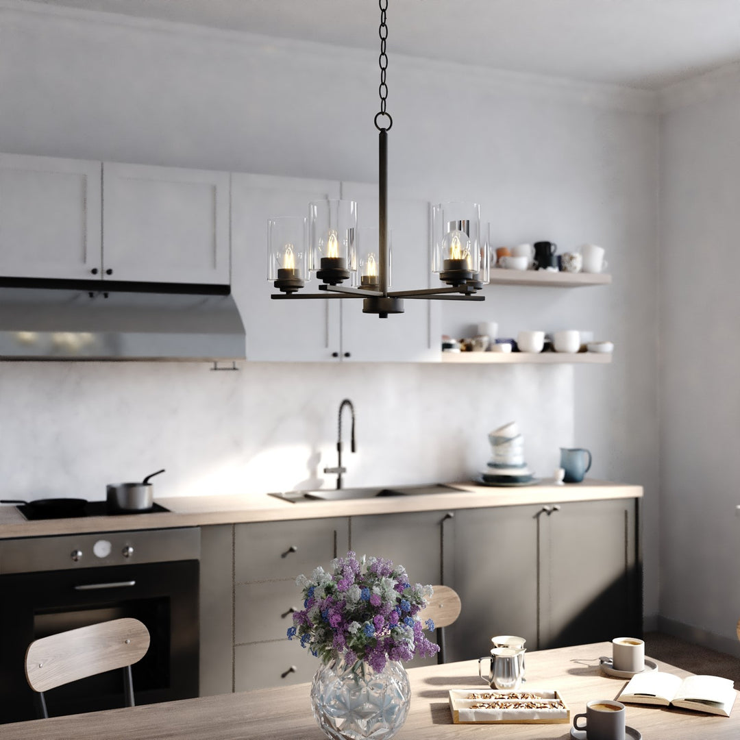 21-In. W 5 Light Chandelier Matte Black