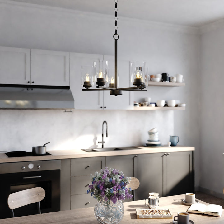 21-In. W 5 Light Chandelier Matte Black