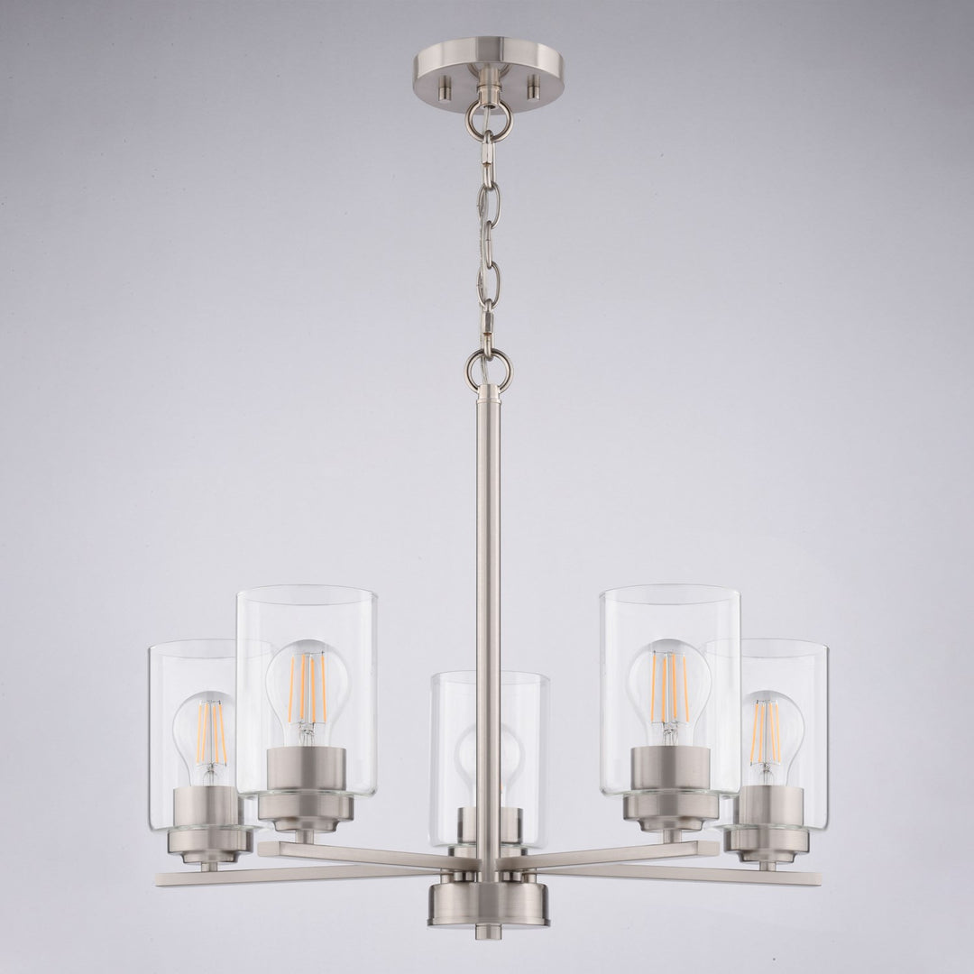 21-In. W 5 Light Chandelier Satin Nickel