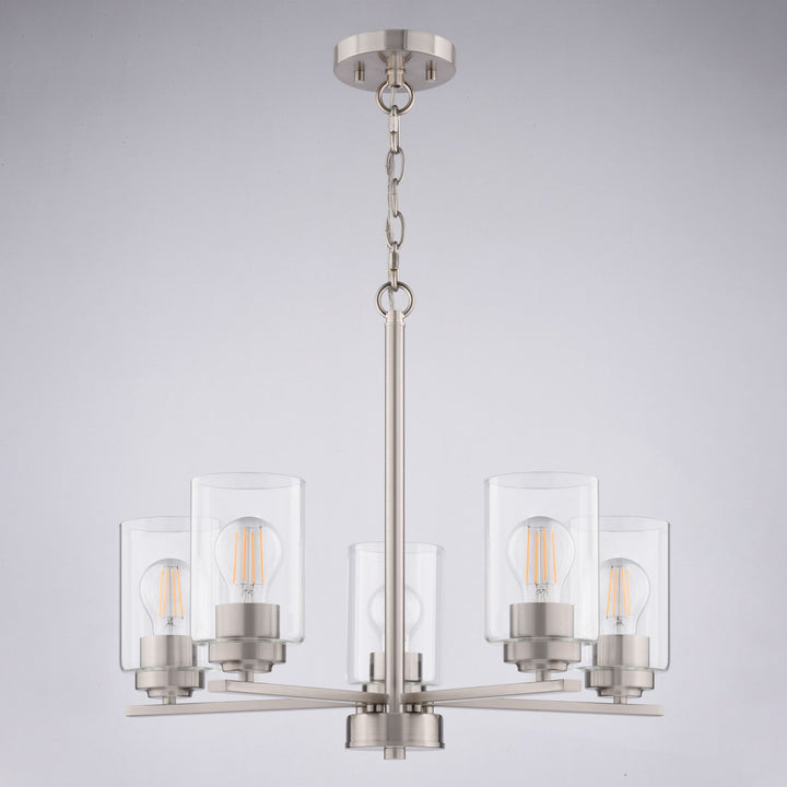 21-In. W 5 Light Chandelier Satin Nickel