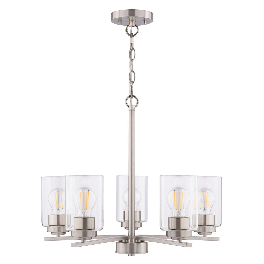 21-In. W 5 Light Chandelier Satin Nickel
