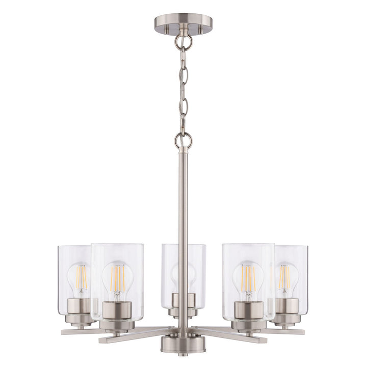 21-In. W 5 Light Chandelier Satin Nickel