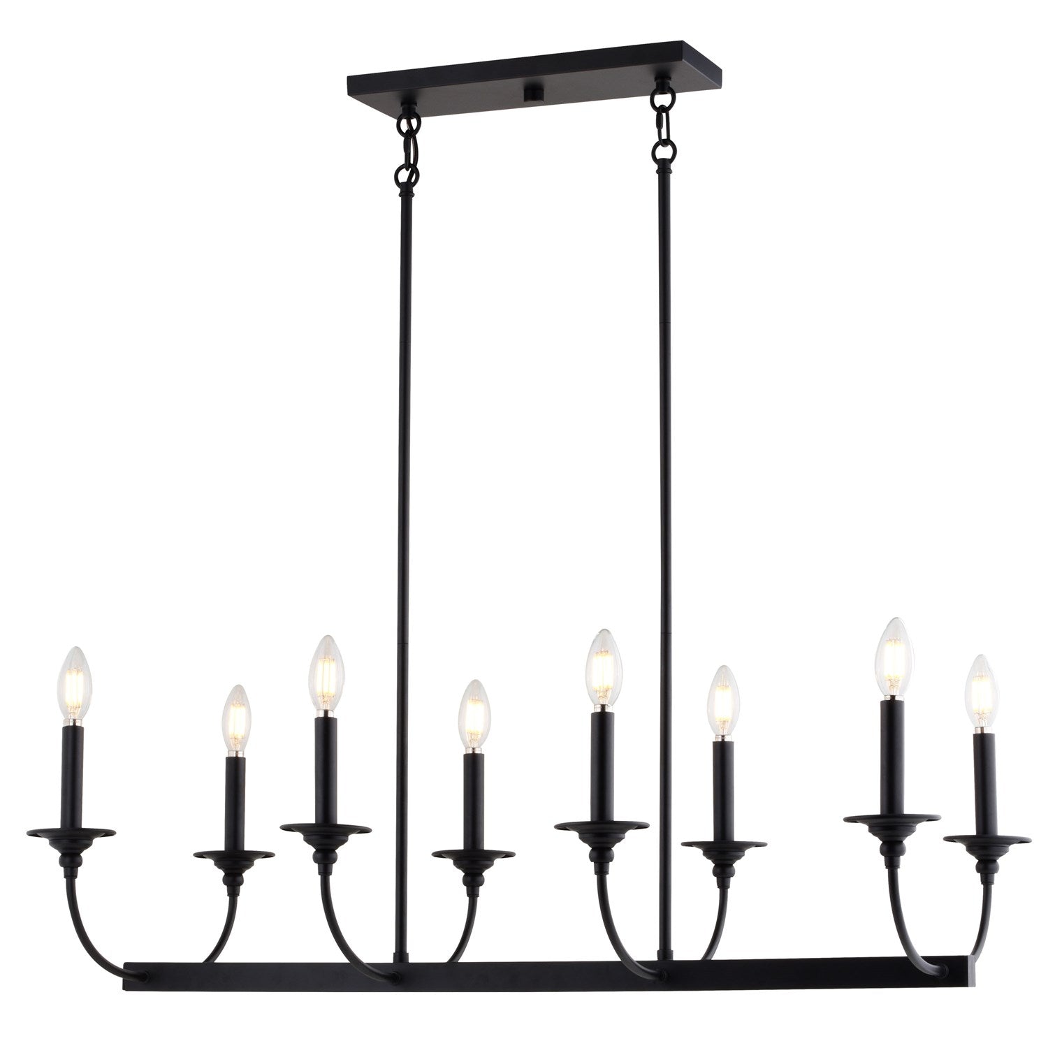 36-In. W 8 Light Linear Chandelier Matte Black by Vaxcel International