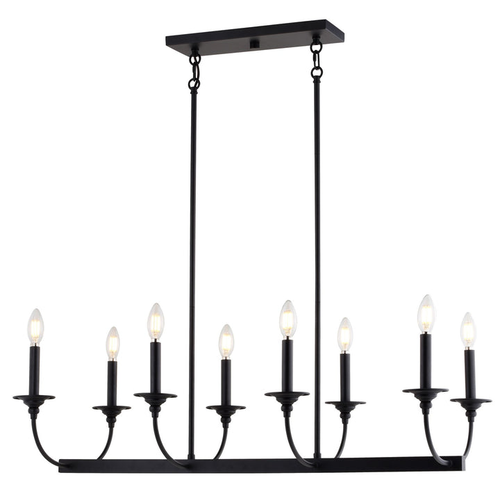 36-In. W 8 Light Linear Chandelier Matte Black by Vaxcel International