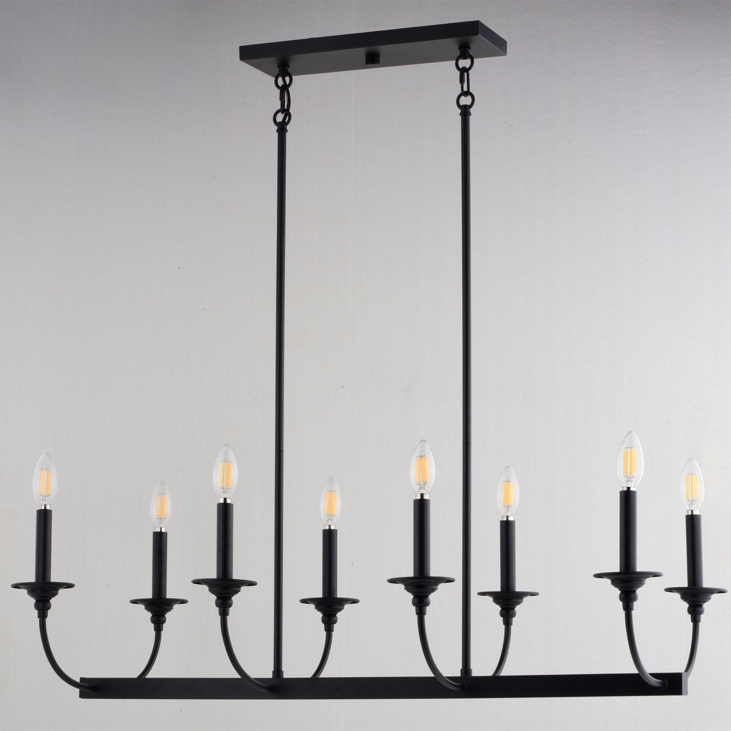 36-In. W 8 Light Linear Chandelier Matte Black