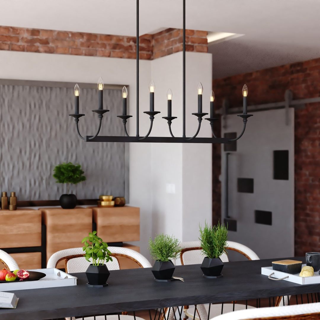36-In. W 8 Light Linear Chandelier Matte Black