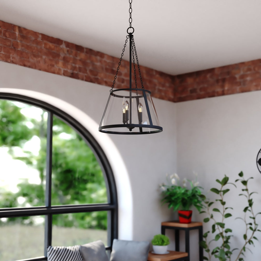 16-In. 3 Light Pendant Matte Black
