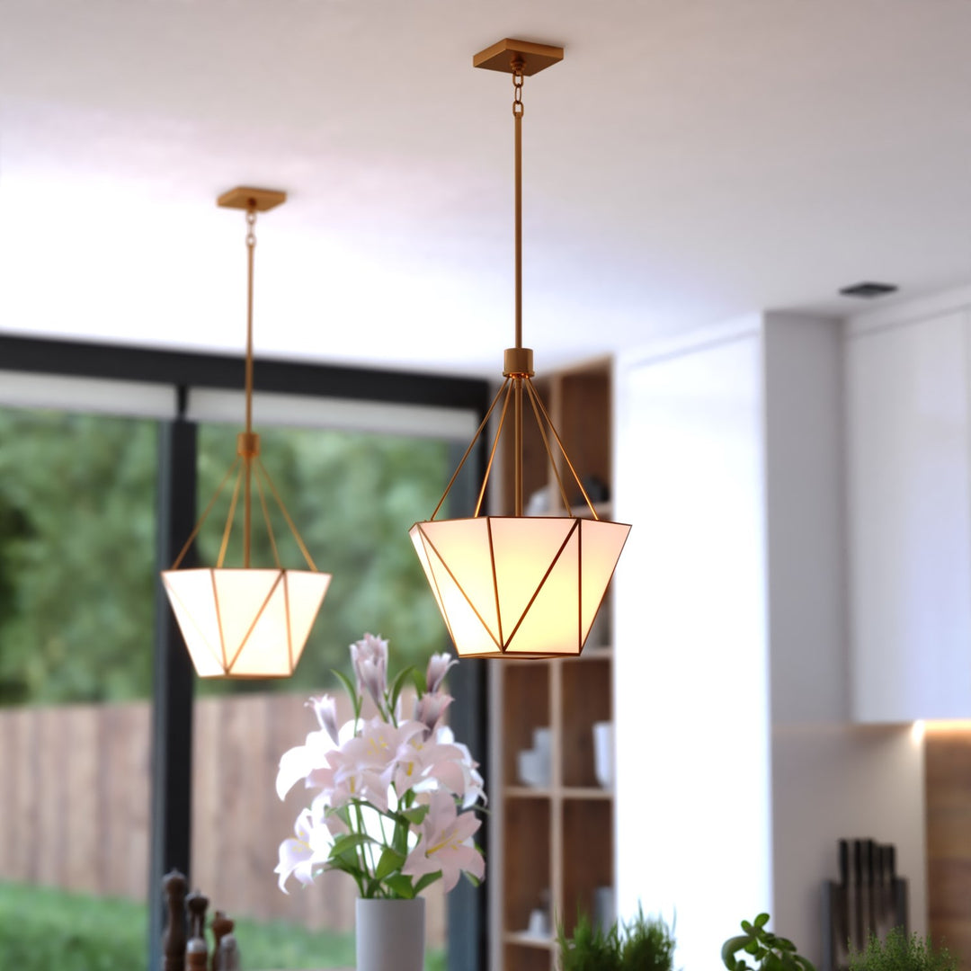 16-In. W 3 Light Pendant Muted Brass