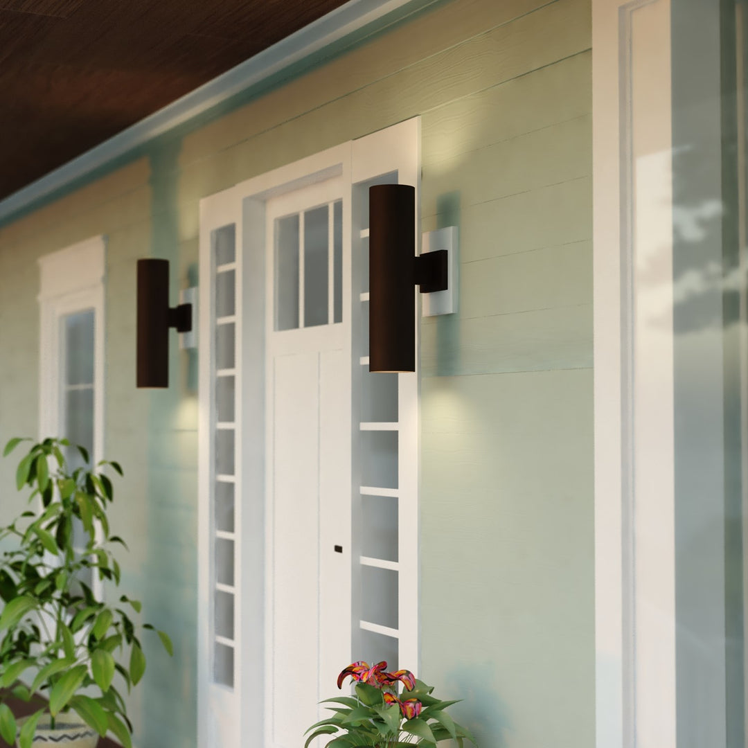 2 Light 20-In.H Outdoor Wall Light Deep Bronze