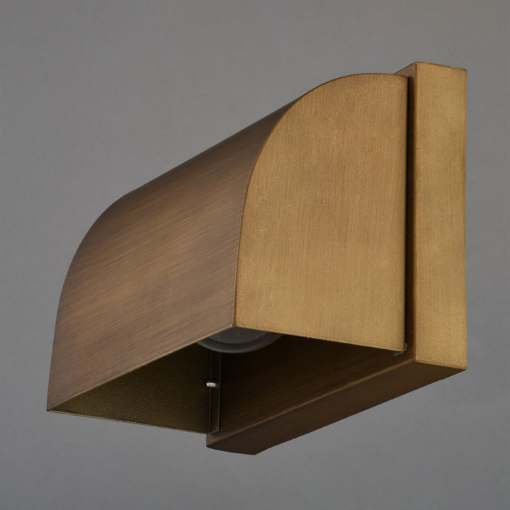 7-In. W Outdoor Wall Light Warm Brass