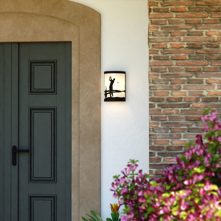 8-In. W Indoor-Outdoor Wall Light Black
