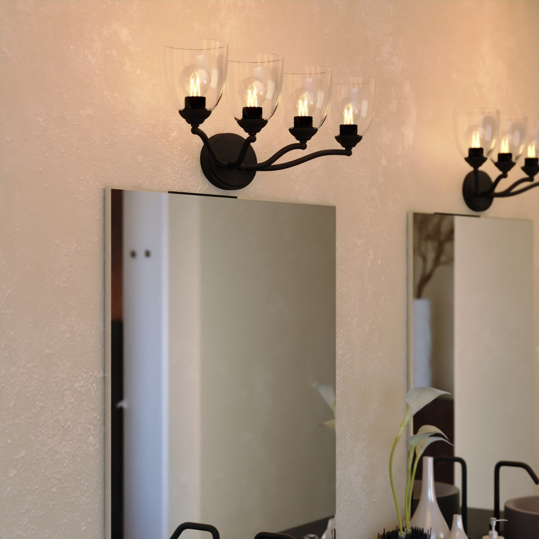 28-In. W 4 Light Vanity Matte Black