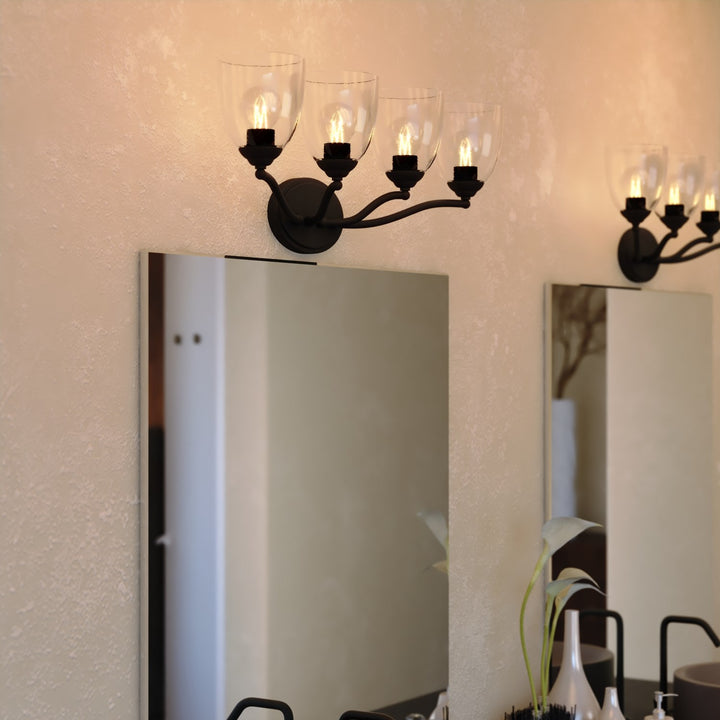 28-In. W 4 Light Vanity Matte Black