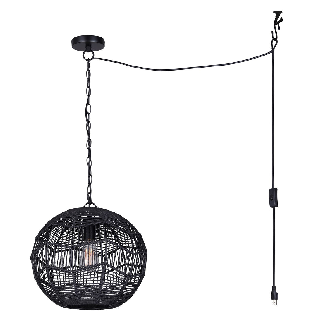 1 Light Black Pendant by Canarm