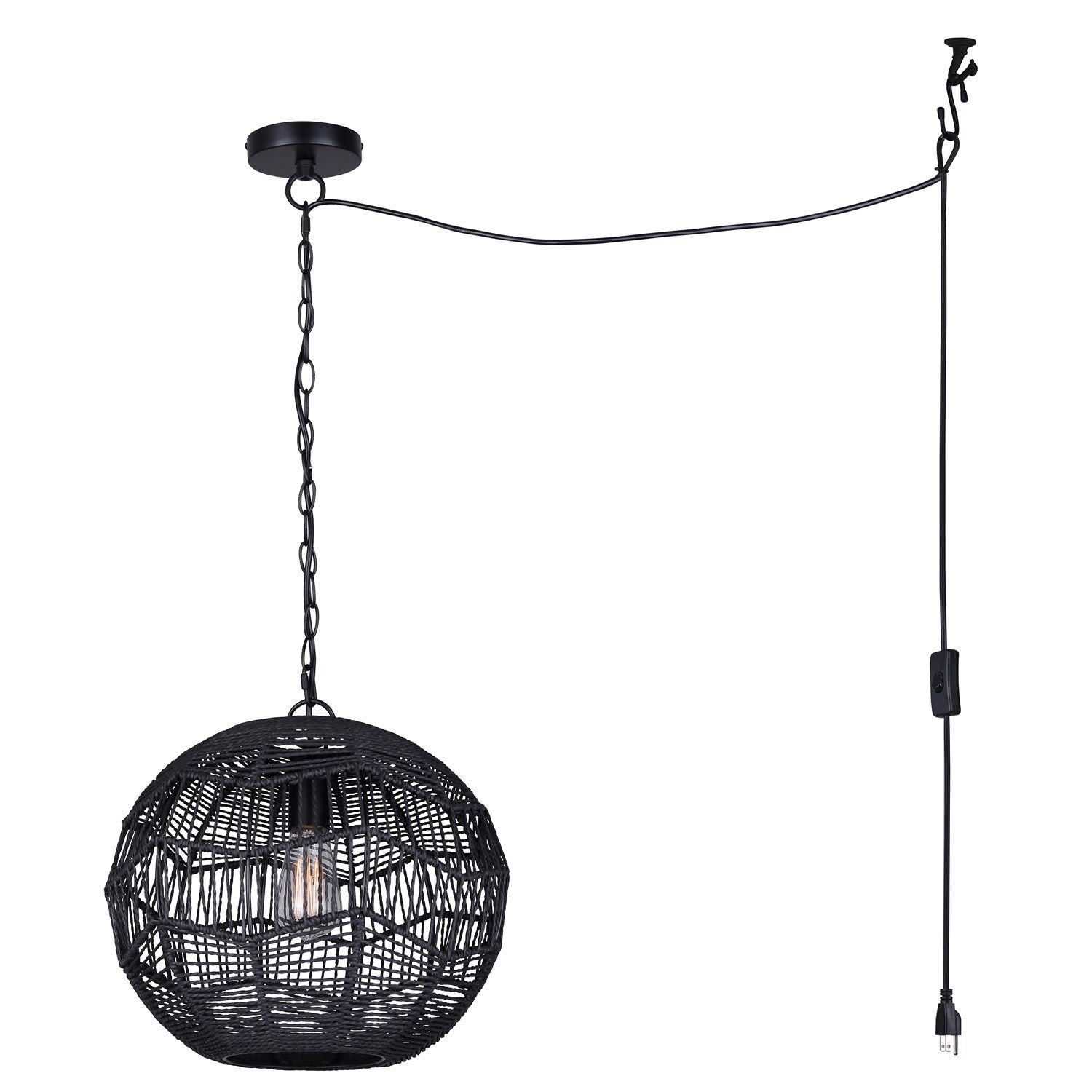 1 Light Black Pendant by Canarm
