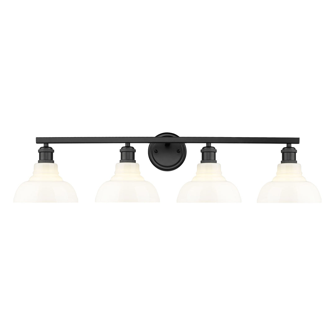 4-Light Vanity Light In Matte Black With Vintage Milk Glass by Golden