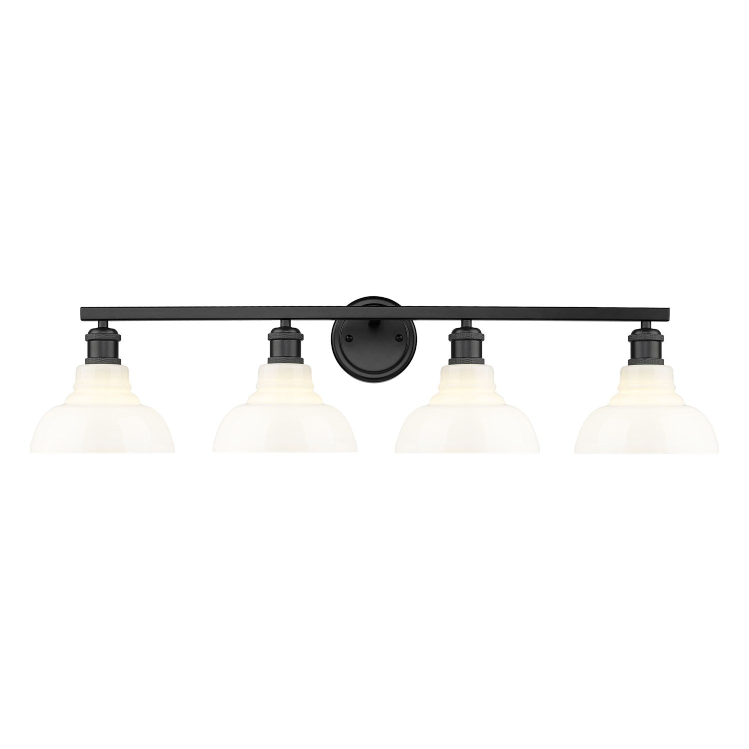 4-Light Vanity Light In Matte Black With Vintage Milk Glass by Golden