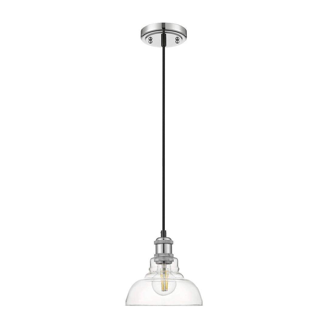 1-Light Mini Pendant In Chrome With Clear Glass by Golden
