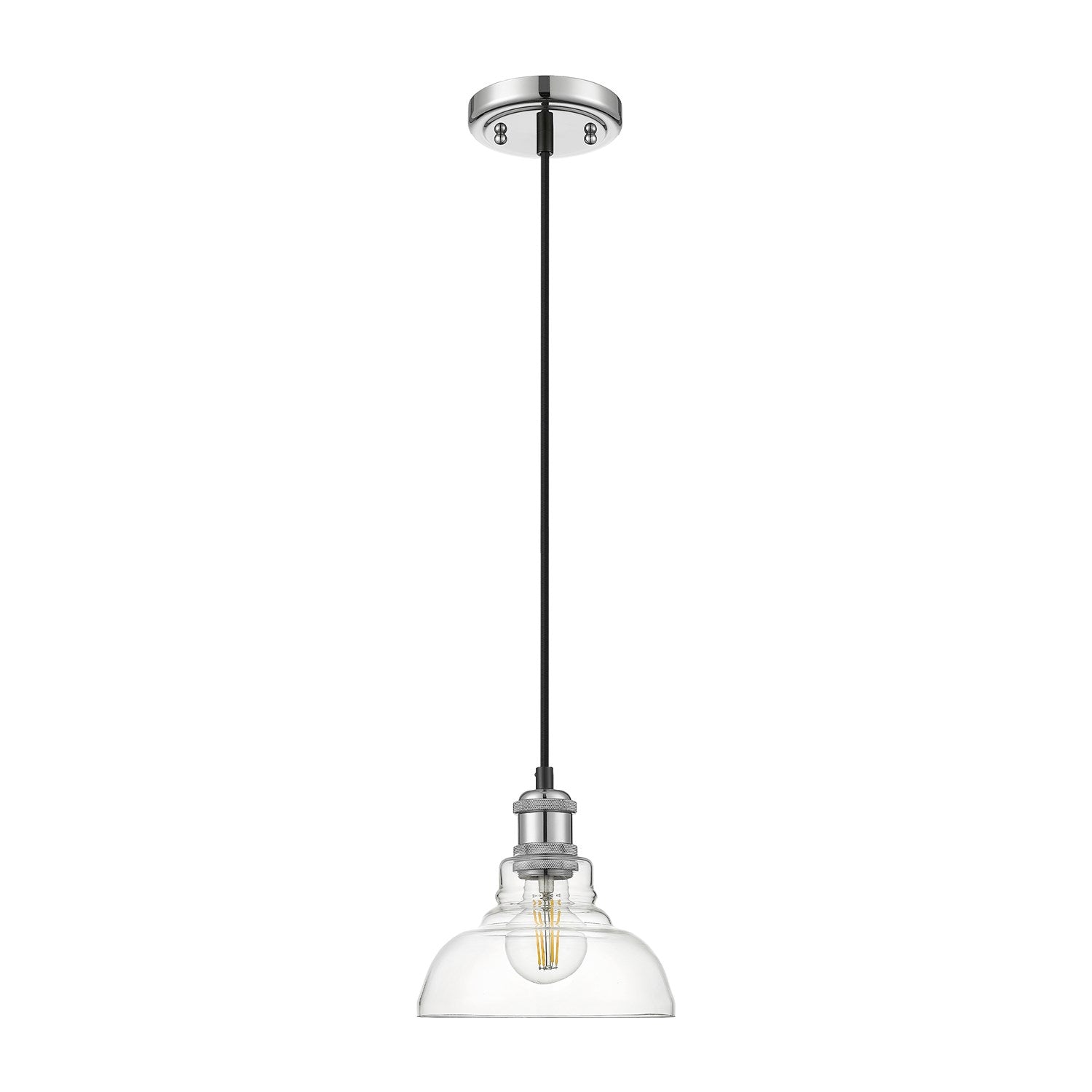 1-Light Mini Pendant In Chrome With Clear Glass by Golden