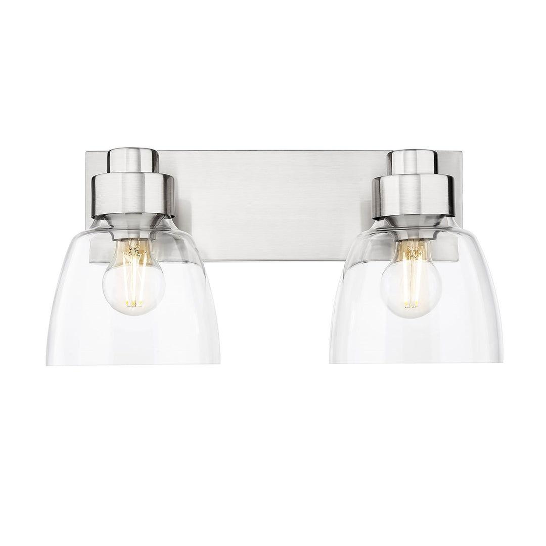 2 Light Bath Vanity In Pewter With Clear Glass Shade by Golden