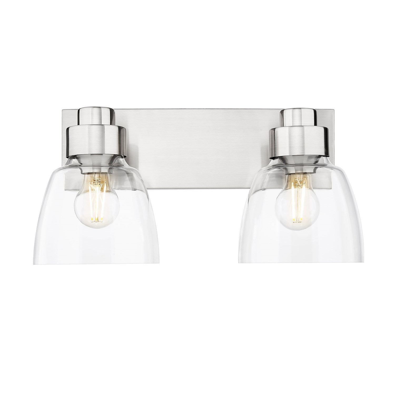 2 Light Bath Vanity In Pewter With Clear Glass Shade by Golden