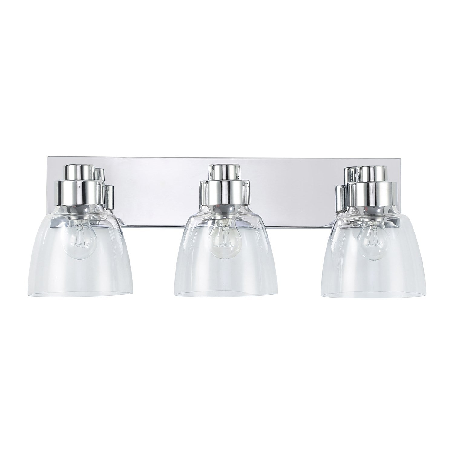 3 Light Bath Vanity In Chrome With Clear Glass Shade by Golden