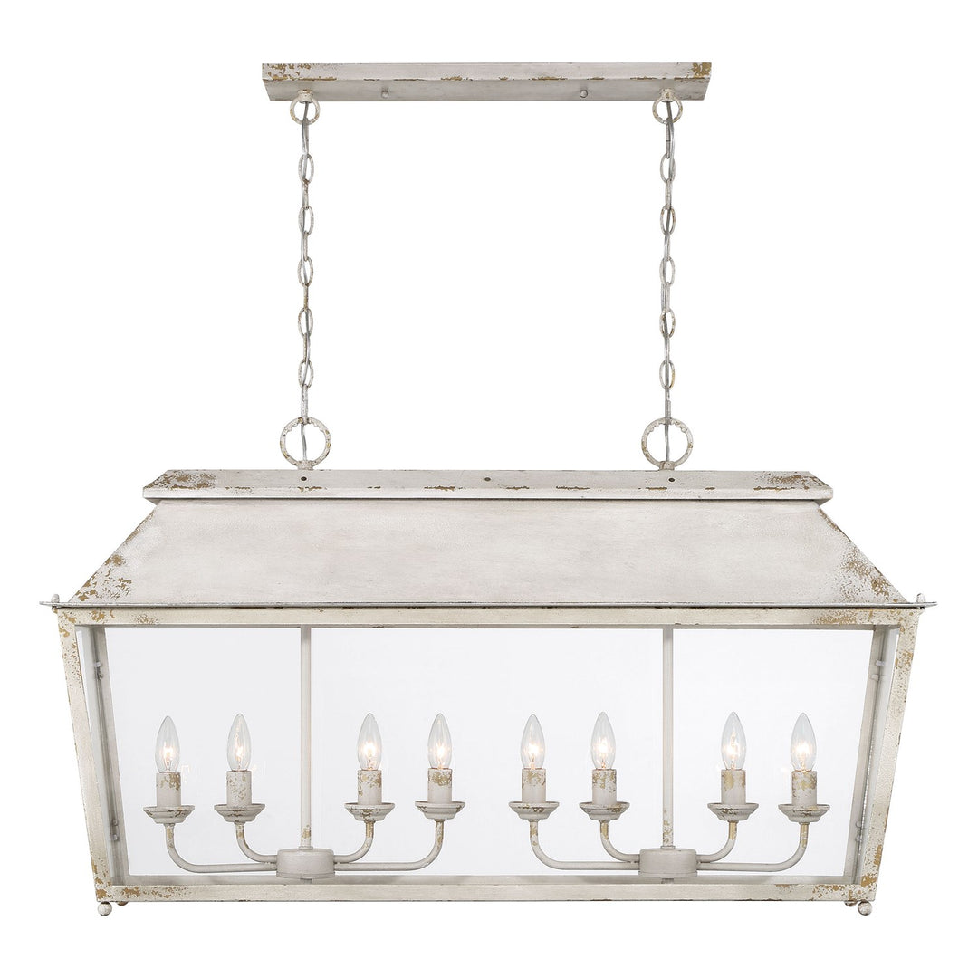 8 Light Linear Pendant In Antique Ivory With Clear Glass by Golden