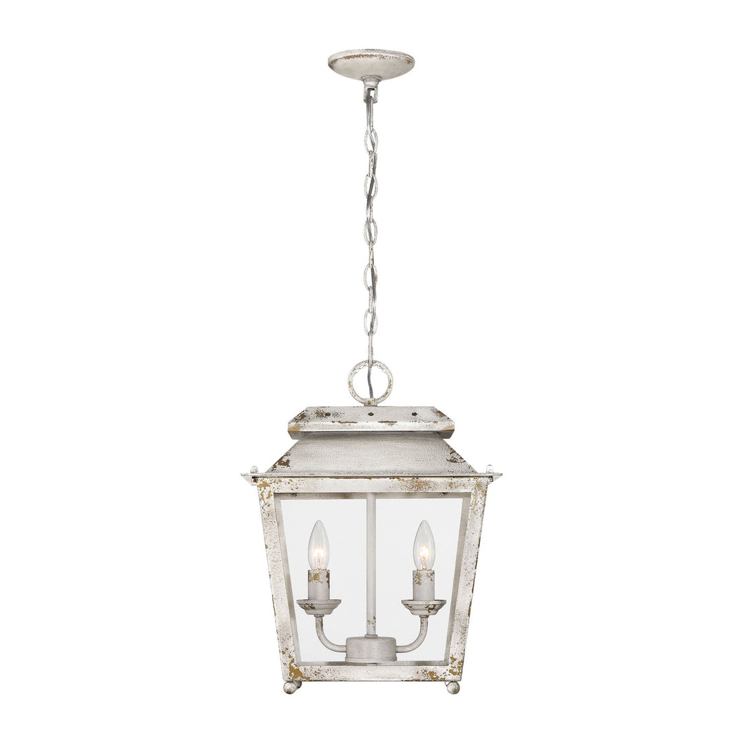 2 Light Mini Pendant In Antique Ivory With Clear Glass by Golden
