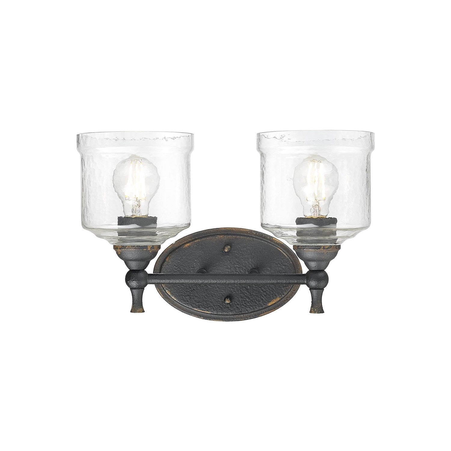 2 Light Bath Vanity In Antique Black Iron by Golden