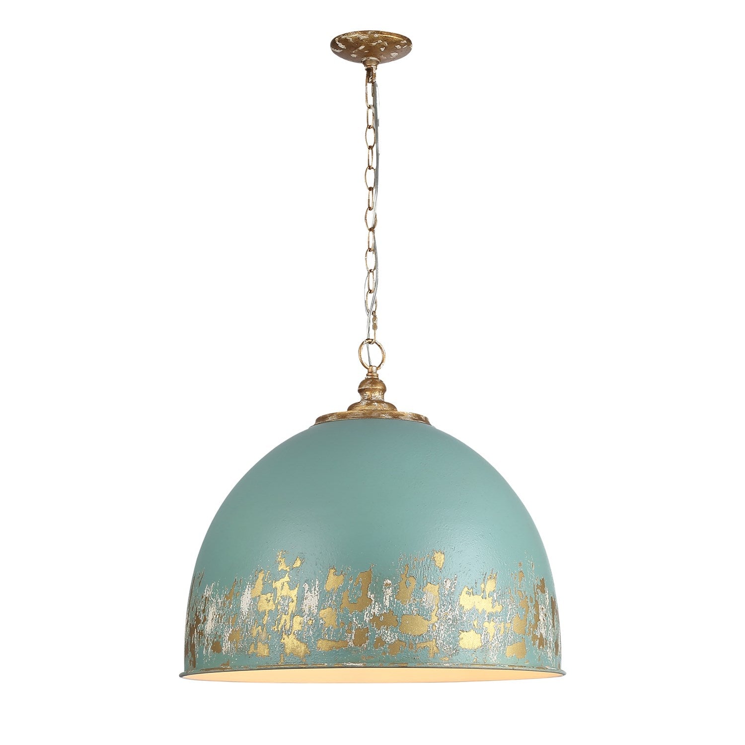 5-Light Pendant In Vintage Gold With Teal by Golden